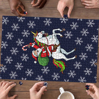 Horse And Santa Claus Christmas Christmas Puzzle Xmas Holiday Patterns - Wonder Print Shop