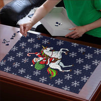 Horse And Santa Claus Christmas Christmas Puzzle Xmas Holiday Patterns - Wonder Print Shop