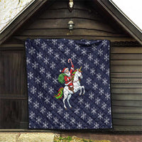 Horse And Santa Claus Christmas Christmas Quilt Xmas Holiday Patterns - Wonder Print Shop