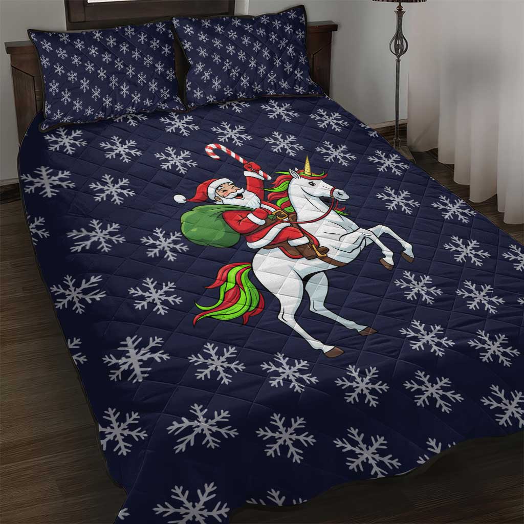 Horse And Santa Claus Christmas Christmas Quilt Bed Set Xmas Holiday Patterns - Wonder Print Shop
