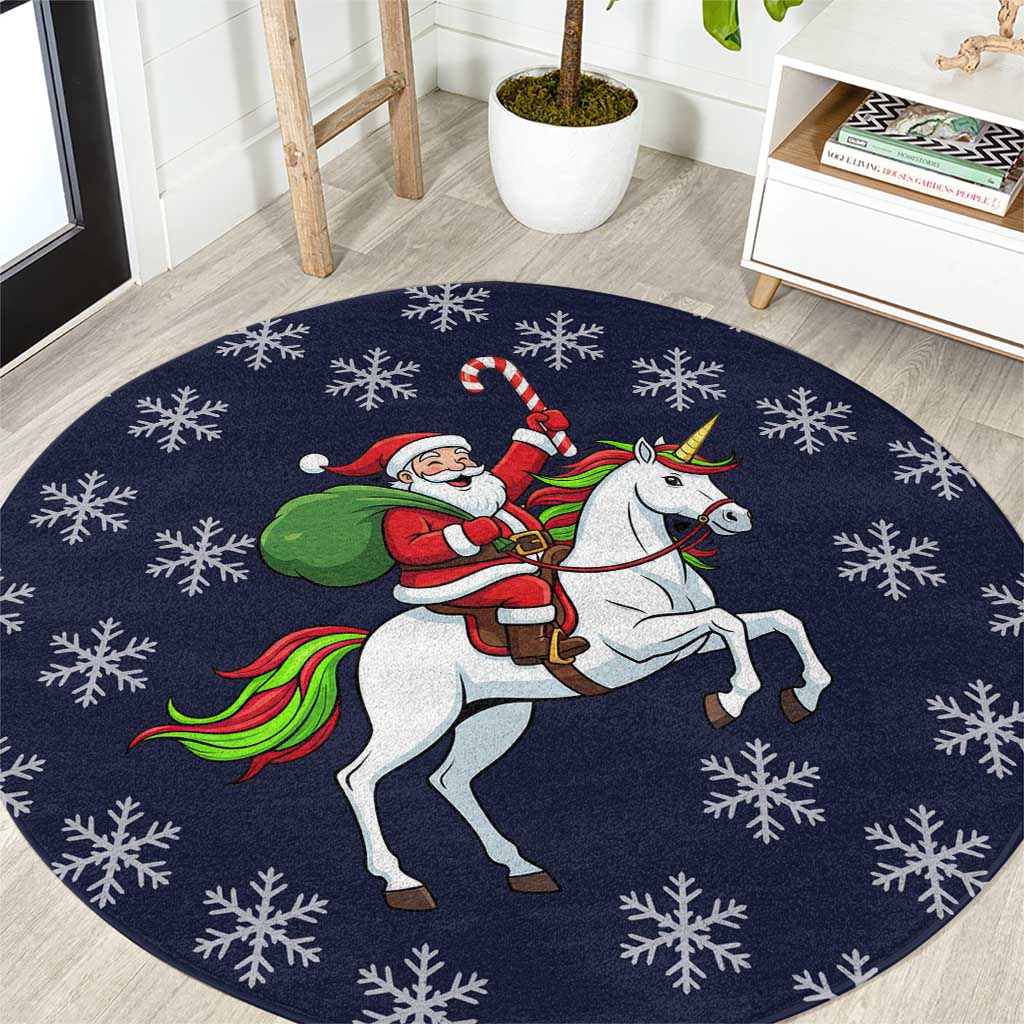 Horse And Santa Claus Christmas Christmas Round Carpet Xmas Holiday Patterns - Wonder Print Shop