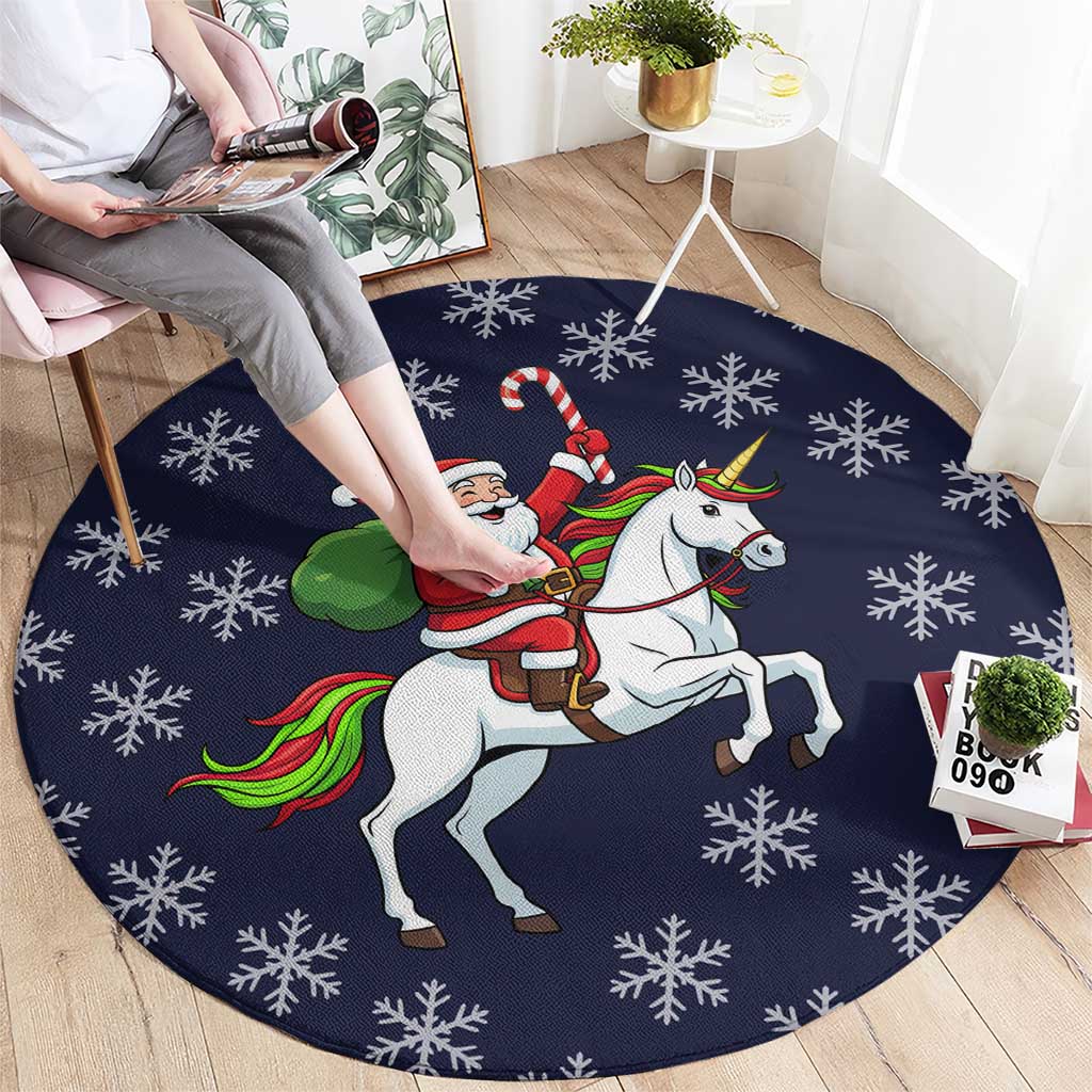 Horse And Santa Claus Christmas Christmas Round Carpet Xmas Holiday Patterns - Wonder Print Shop