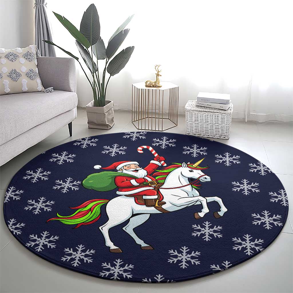 Horse And Santa Claus Christmas Christmas Round Carpet Xmas Holiday Patterns - Wonder Print Shop