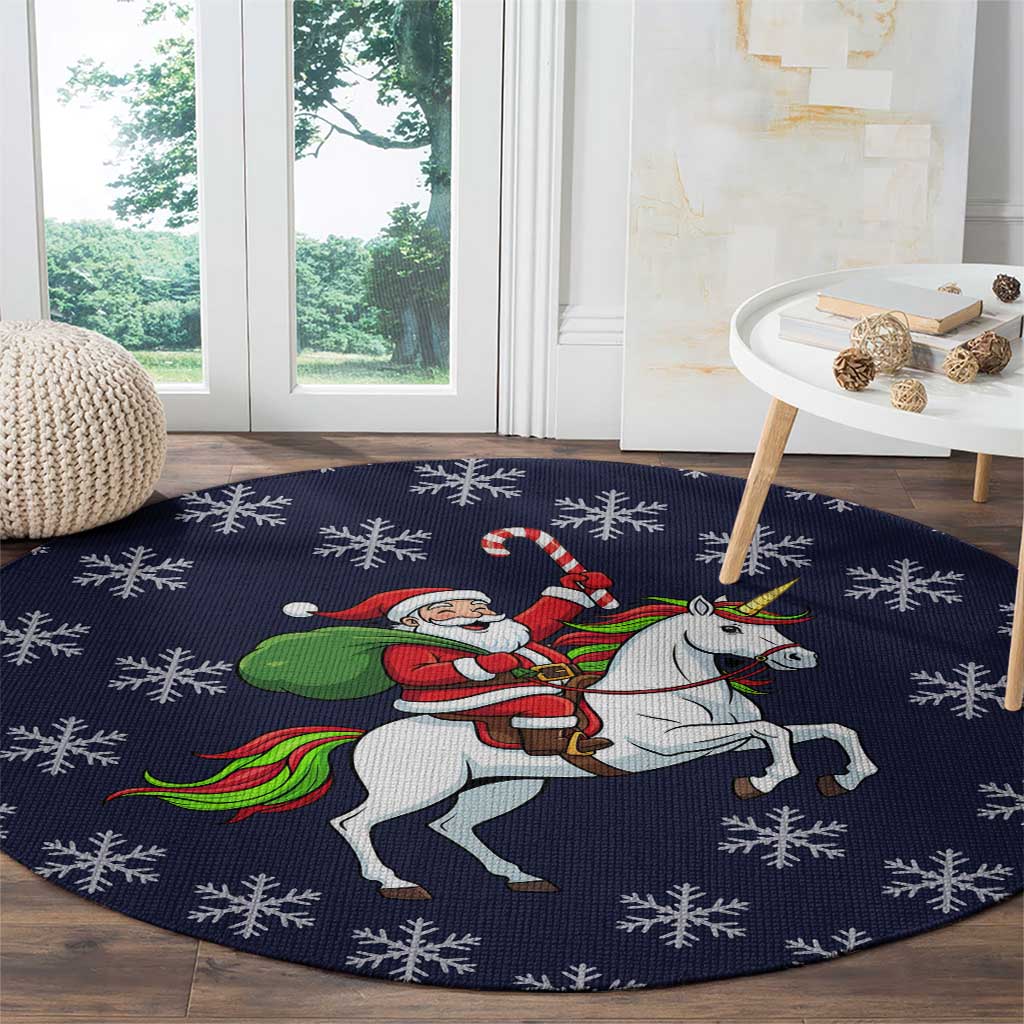 Horse And Santa Claus Christmas Christmas Round Carpet Xmas Holiday Patterns - Wonder Print Shop