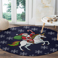 Horse And Santa Claus Christmas Christmas Round Carpet Xmas Holiday Patterns - Wonder Print Shop