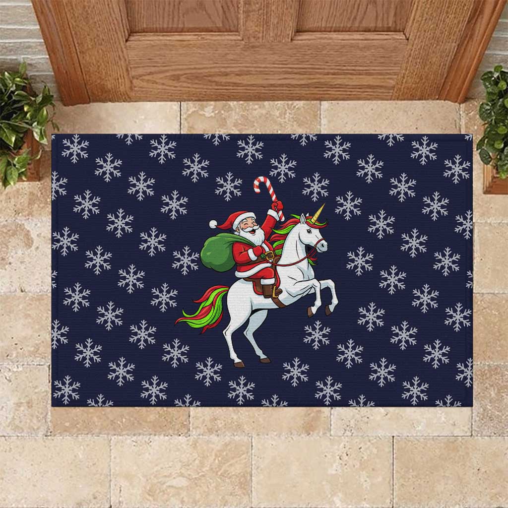Horse And Santa Claus Christmas Christmas Rubber Doormat Xmas Holiday Patterns - Wonder Print Shop