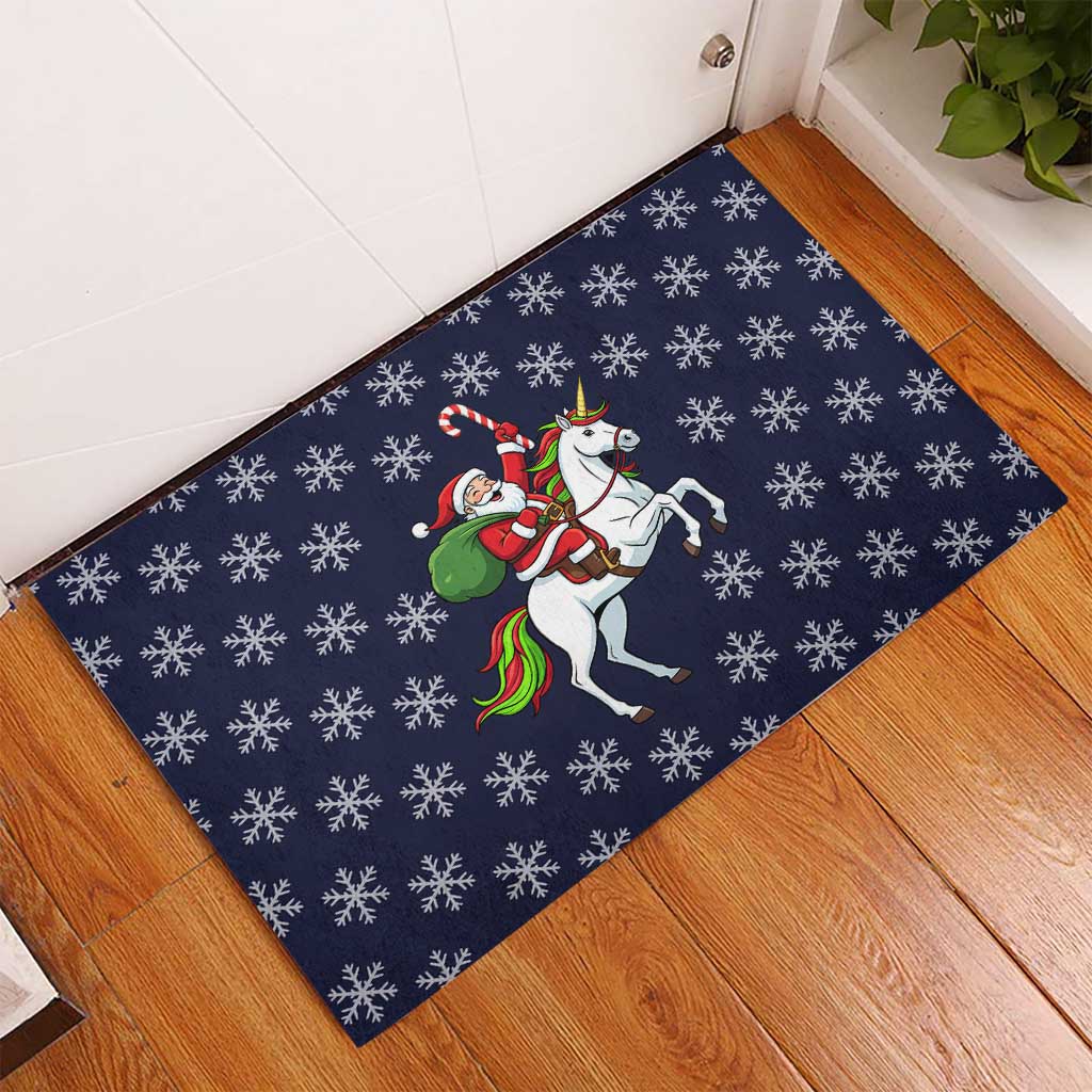 Horse And Santa Claus Christmas Christmas Rubber Doormat Xmas Holiday Patterns - Wonder Print Shop