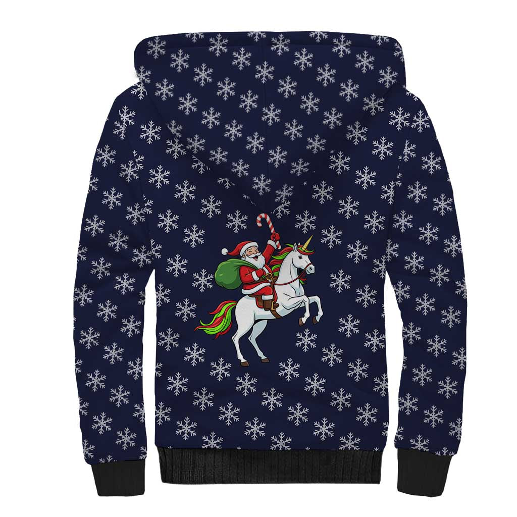 Horse And Santa Claus Christmas Christmas Sherpa Hoodie Xmas Holiday Patterns - Wonder Print Shop