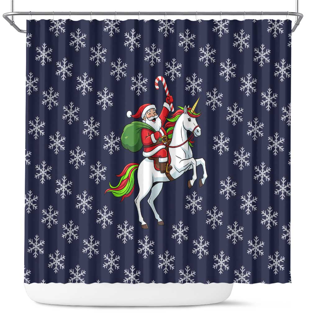 Horse And Santa Claus Christmas Christmas Shower Curtain Xmas Holiday Patterns - Wonder Print Shop