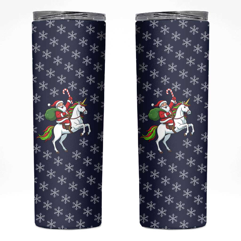 Horse And Santa Claus Christmas Christmas Skinny Tumbler Xmas Holiday Patterns - Wonder Print Shop