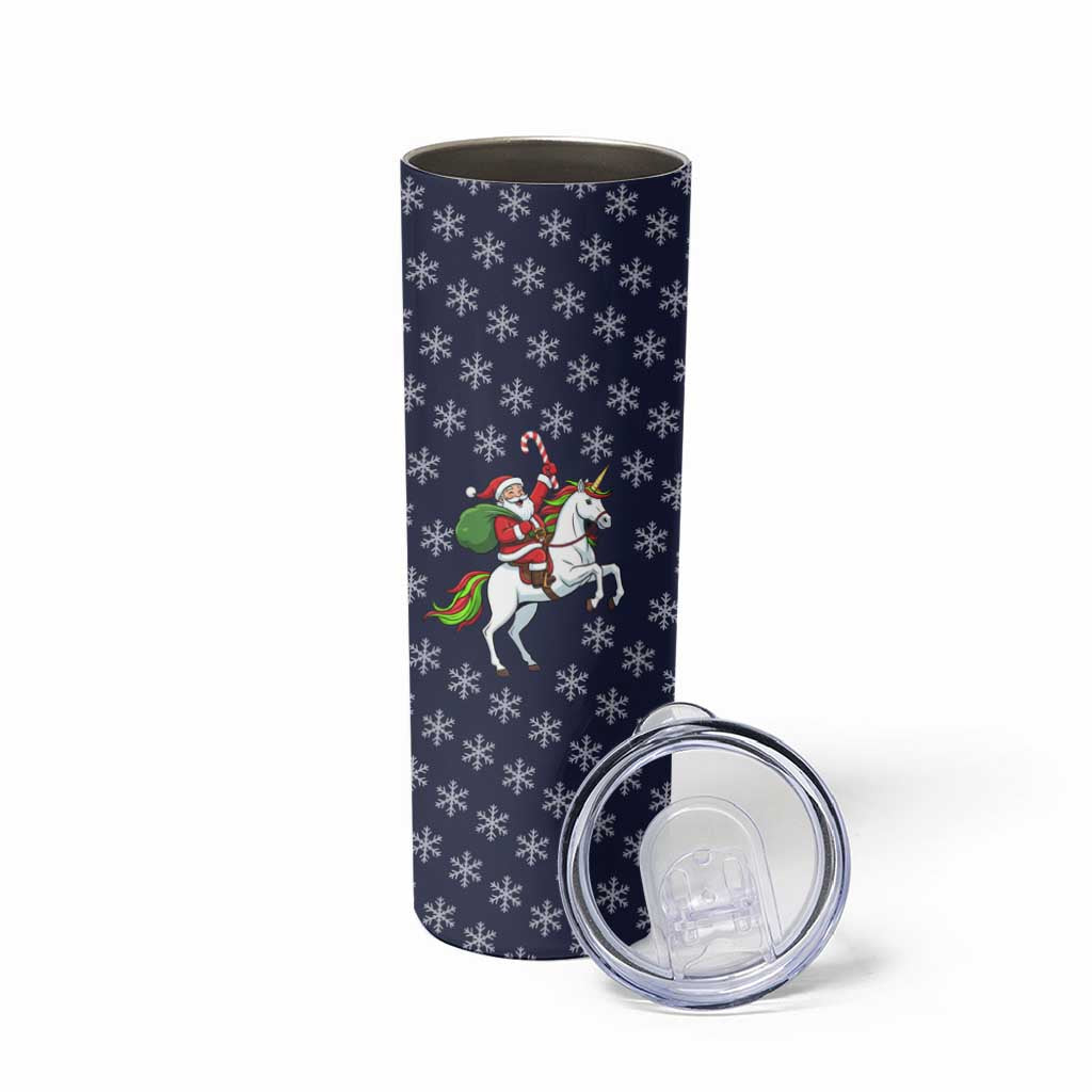 Horse And Santa Claus Christmas Christmas Skinny Tumbler Xmas Holiday Patterns - Wonder Print Shop
