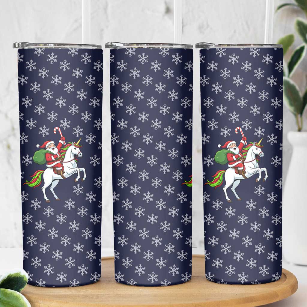 Horse And Santa Claus Christmas Christmas Skinny Tumbler Xmas Holiday Patterns - Wonder Print Shop