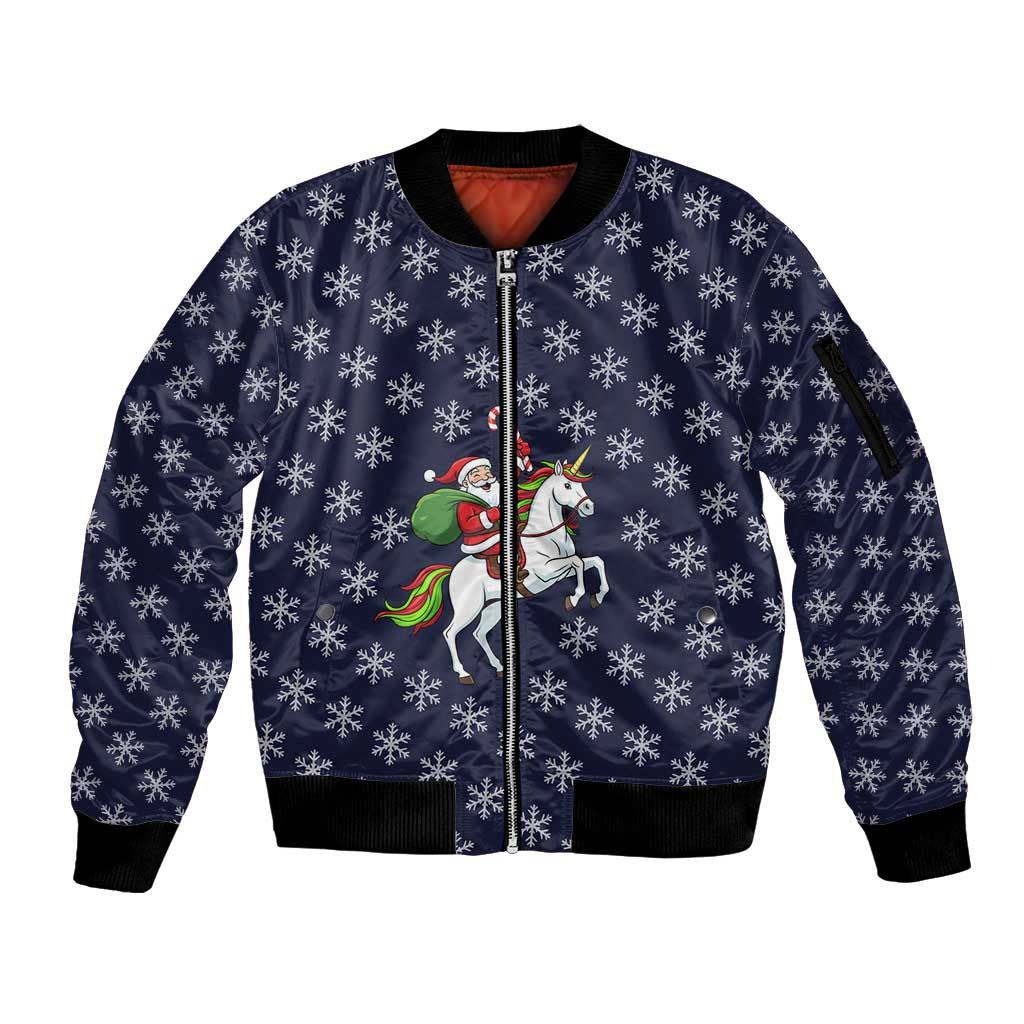 Horse And Santa Claus Christmas Christmas Sleeve Zip Bomber Jacket Xmas Holiday Patterns - Wonder Print Shop