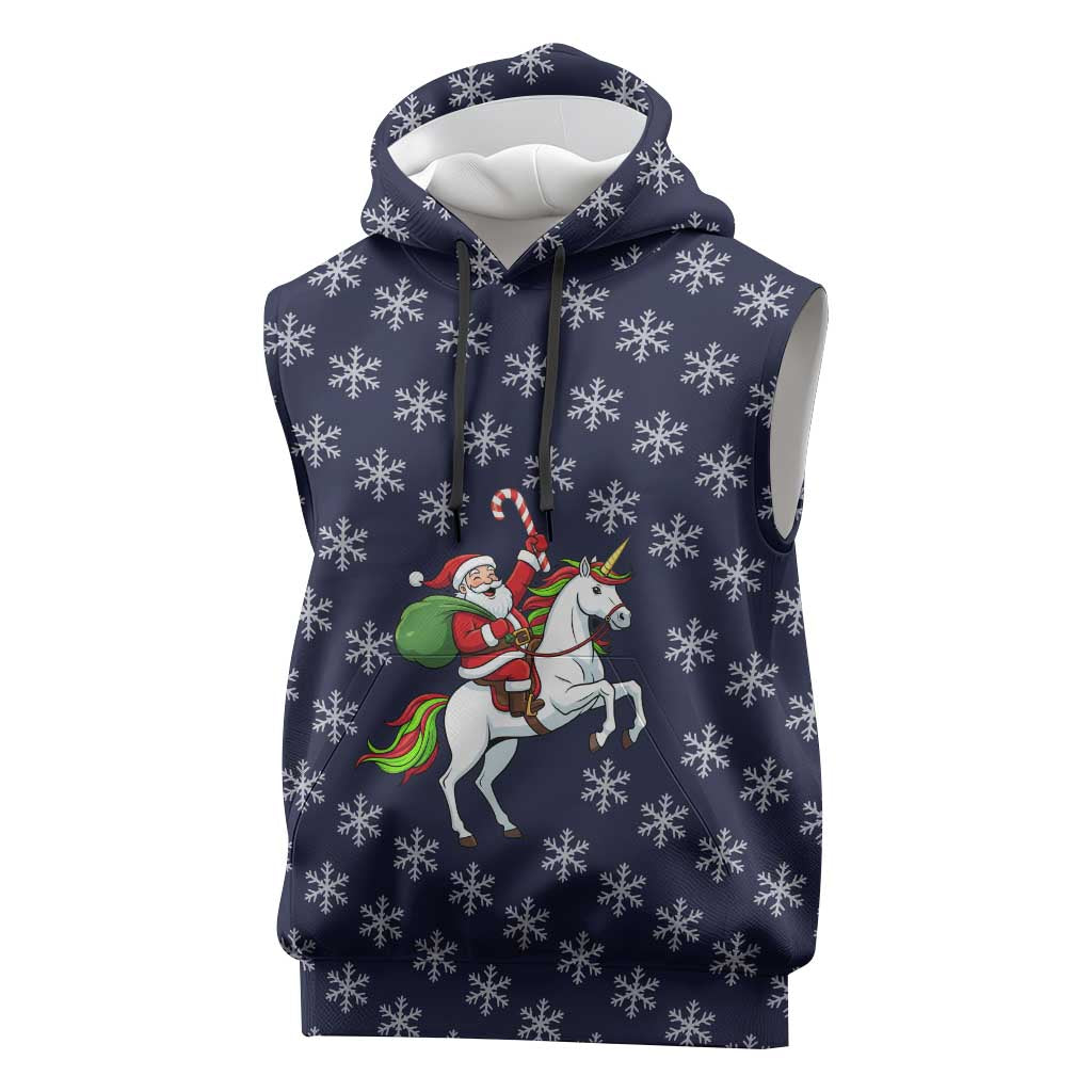 Horse And Santa Claus Christmas Christmas Sleeveless Hoodie Xmas Holiday Patterns - Wonder Print Shop