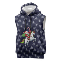 Horse And Santa Claus Christmas Christmas Sleeveless Hoodie Xmas Holiday Patterns - Wonder Print Shop