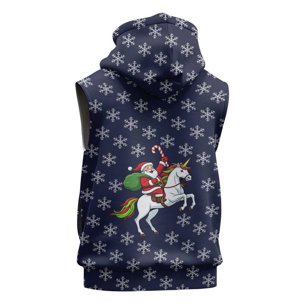 Horse And Santa Claus Christmas Christmas Sleeveless Hoodie Xmas Holiday Patterns - Wonder Print Shop