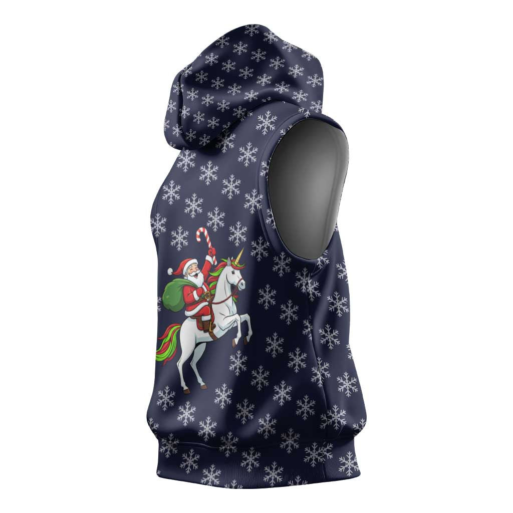 Horse And Santa Claus Christmas Christmas Sleeveless Hoodie Xmas Holiday Patterns - Wonder Print Shop