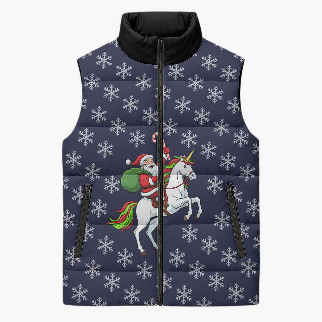 Horse And Santa Claus Christmas Christmas Sleeveless Puffer Jacket Xmas Holiday Patterns - Wonder Print Shop
