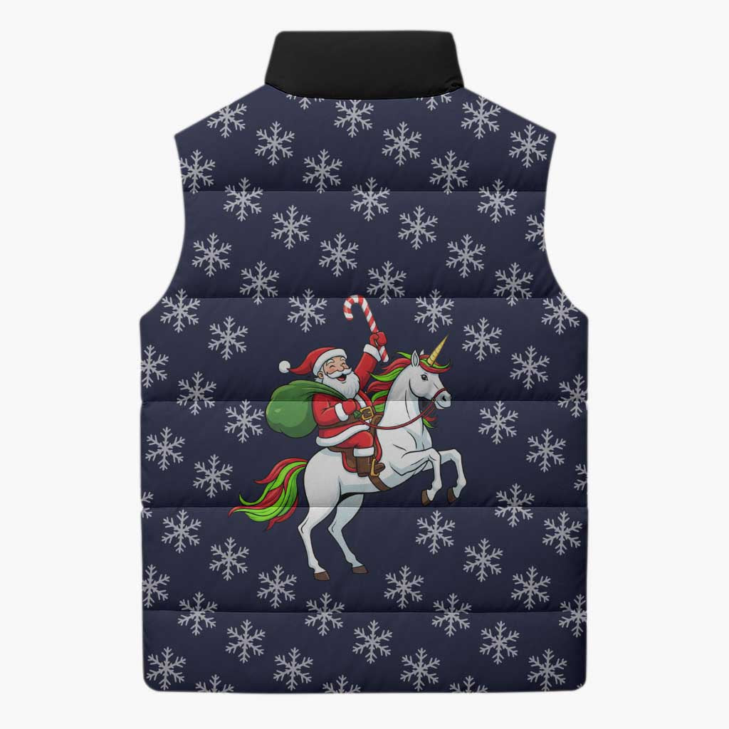 Horse And Santa Claus Christmas Christmas Sleeveless Puffer Jacket Xmas Holiday Patterns - Wonder Print Shop