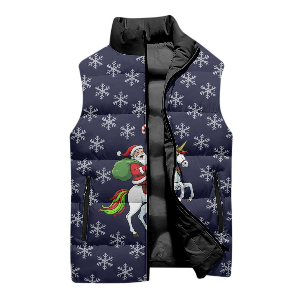 Horse And Santa Claus Christmas Christmas Sleeveless Puffer Jacket Xmas Holiday Patterns - Wonder Print Shop