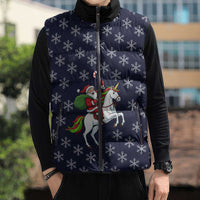Horse And Santa Claus Christmas Christmas Sleeveless Puffer Jacket Xmas Holiday Patterns - Wonder Print Shop