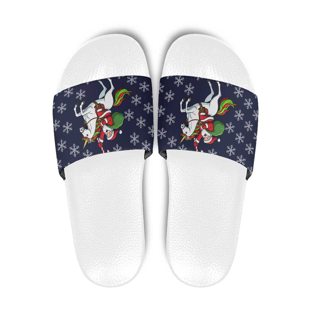 Horse And Santa Claus Christmas Christmas Slide Sandals Xmas Holiday Patterns - Wonder Print Shop