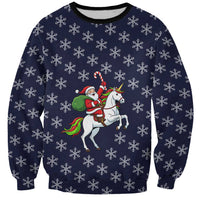 Horse And Santa Claus Christmas Christmas Sweatshirt Xmas Holiday Patterns - Wonder Print Shop