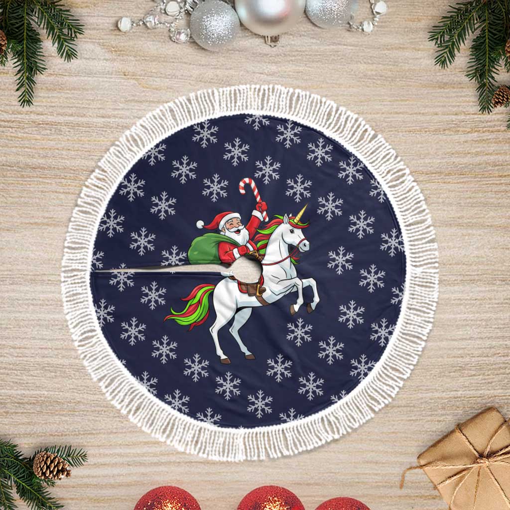 Horse And Santa Claus Christmas Tree Skirt Xmas Holiday Patterns - Wonder Print Shop