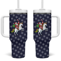 Horse And Santa Claus Christmas Christmas Tumbler With Handle Xmas Holiday Patterns - Wonder Print Shop