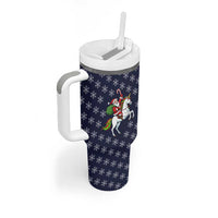Horse And Santa Claus Christmas Christmas Tumbler With Handle Xmas Holiday Patterns - Wonder Print Shop