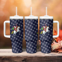Horse And Santa Claus Christmas Christmas Tumbler With Handle Xmas Holiday Patterns - Wonder Print Shop