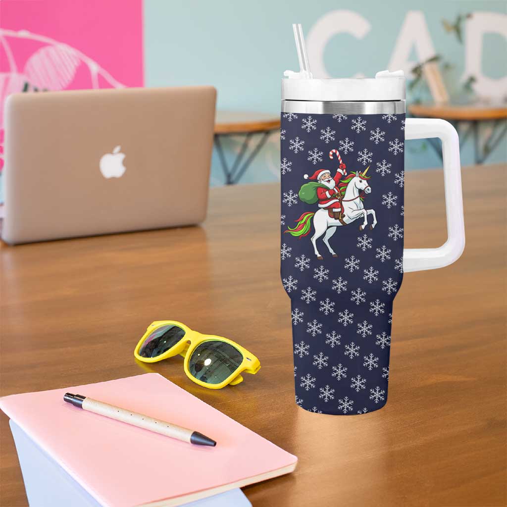 Horse And Santa Claus Christmas Christmas Tumbler With Handle Xmas Holiday Patterns - Wonder Print Shop