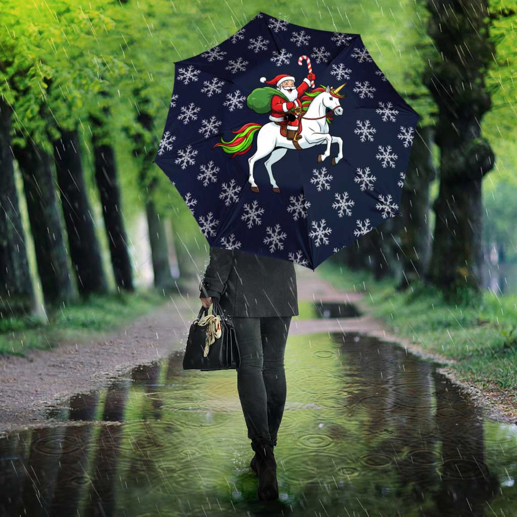 Horse And Santa Claus Christmas Christmas Umbrella Xmas Holiday Patterns - Wonder Print Shop