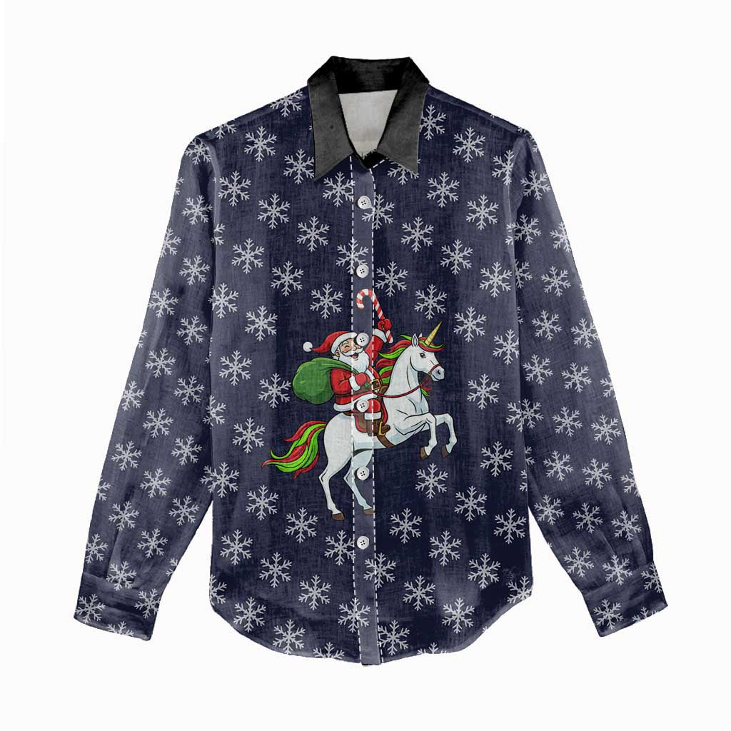 Horse And Santa Claus Christmas Christmas Women Casual Shirt Xmas Holiday Patterns - Wonder Print Shop