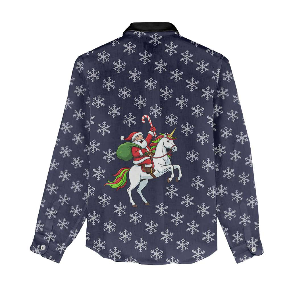Horse And Santa Claus Christmas Christmas Women Casual Shirt Xmas Holiday Patterns - Wonder Print Shop