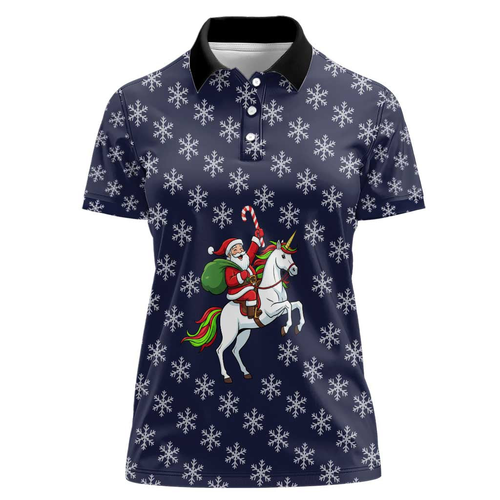 Horse And Santa Claus Christmas Christmas Women Polo Shirt Xmas Holiday Patterns - Wonder Print Shop