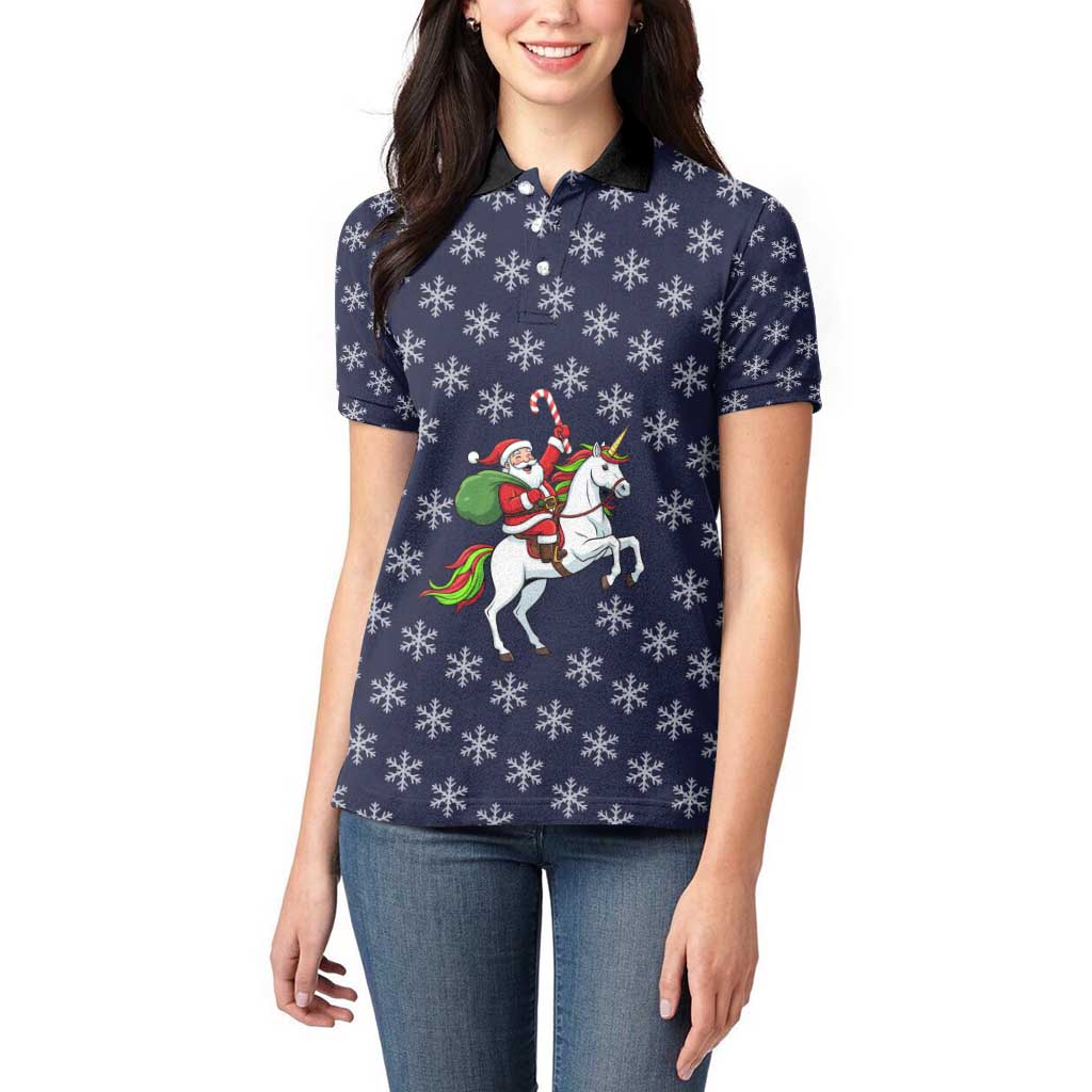 Horse And Santa Claus Christmas Christmas Women Polo Shirt Xmas Holiday Patterns - Wonder Print Shop