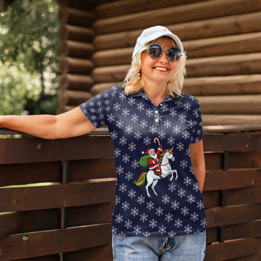 Horse And Santa Claus Christmas Christmas Women Polo Shirt Xmas Holiday Patterns - Wonder Print Shop