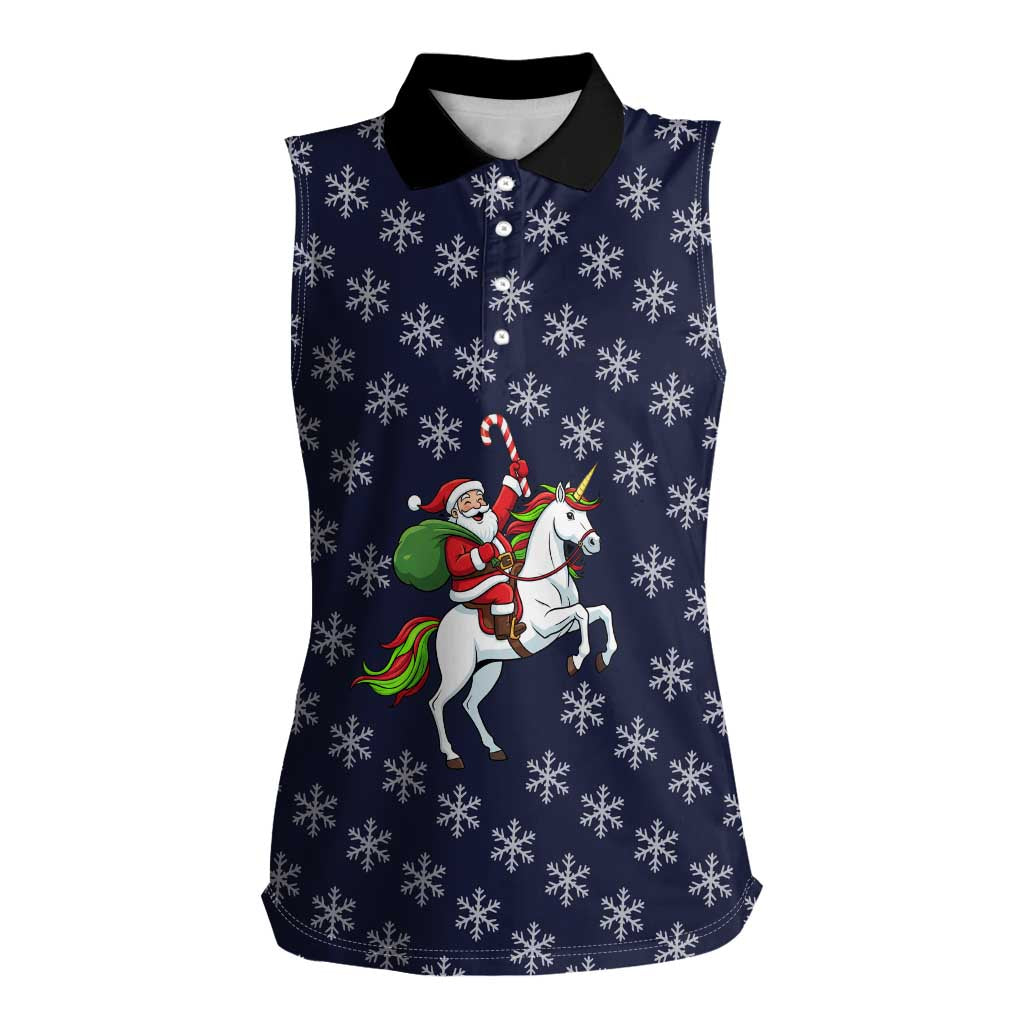 Horse And Santa Claus Christmas Christmas Women Sleeveless Polo Shirt Xmas Holiday Patterns - Wonder Print Shop