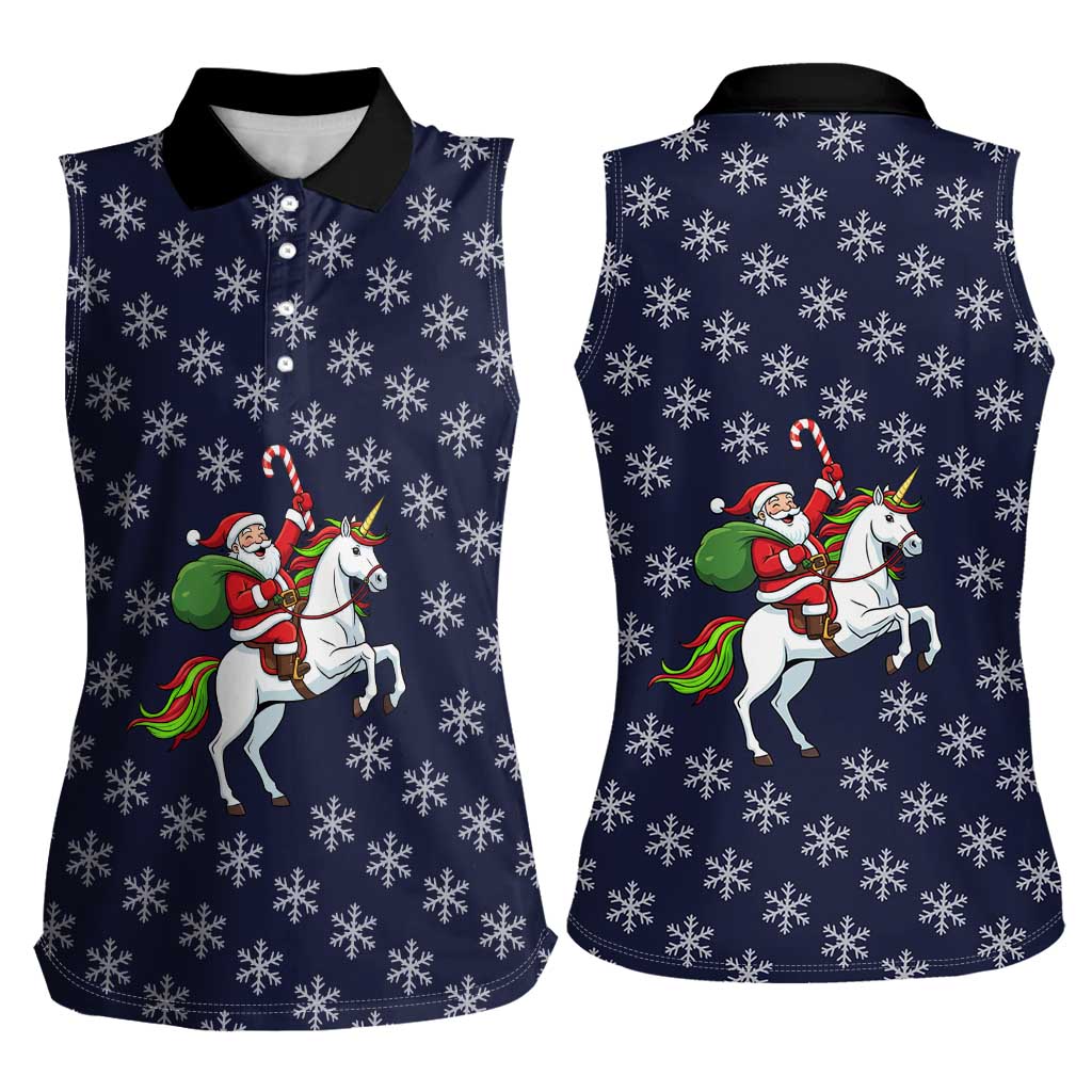Horse And Santa Claus Christmas Christmas Women Sleeveless Polo Shirt Xmas Holiday Patterns - Wonder Print Shop
