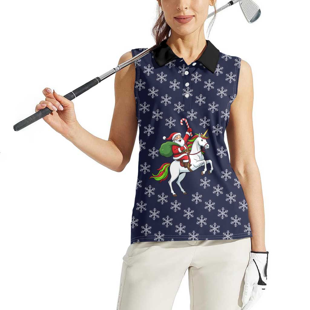 Horse And Santa Claus Christmas Christmas Women Sleeveless Polo Shirt Xmas Holiday Patterns - Wonder Print Shop