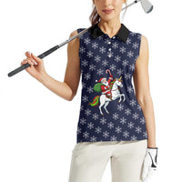 Horse And Santa Claus Christmas Christmas Women Sleeveless Polo Shirt Xmas Holiday Patterns - Wonder Print Shop