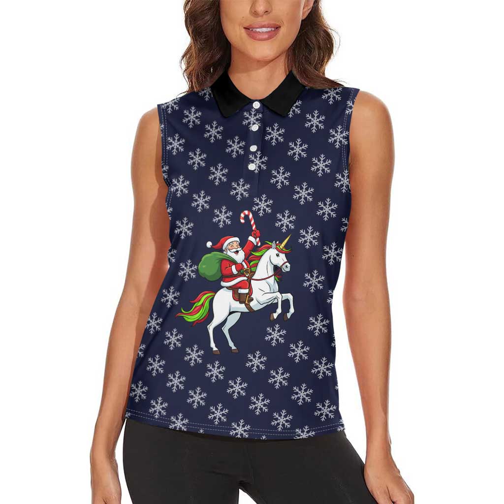 Horse And Santa Claus Christmas Christmas Women Sleeveless Polo Shirt Xmas Holiday Patterns - Wonder Print Shop
