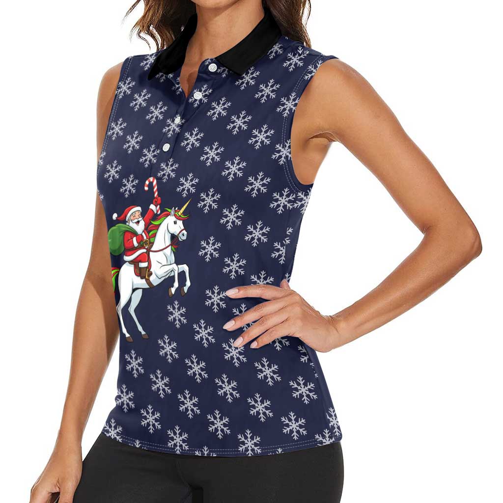 Horse And Santa Claus Christmas Christmas Women Sleeveless Polo Shirt Xmas Holiday Patterns - Wonder Print Shop
