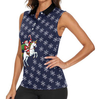 Horse And Santa Claus Christmas Christmas Women Sleeveless Polo Shirt Xmas Holiday Patterns - Wonder Print Shop