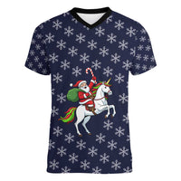 Horse And Santa Claus Christmas Christmas Women V-Neck T-Shirt Xmas Holiday Patterns - Wonder Print Shop