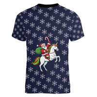 Horse And Santa Claus Christmas Christmas Women V-Neck T-Shirt Xmas Holiday Patterns - Wonder Print Shop