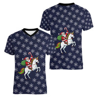 Horse And Santa Claus Christmas Christmas Women V-Neck T-Shirt Xmas Holiday Patterns - Wonder Print Shop