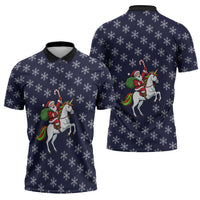 Horse And Santa Claus Christmas Christmas Zipper Polo Shirt Xmas Holiday Patterns - Wonder Print Shop