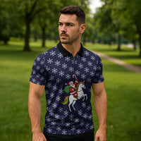 Horse And Santa Claus Christmas Christmas Zipper Polo Shirt Xmas Holiday Patterns - Wonder Print Shop